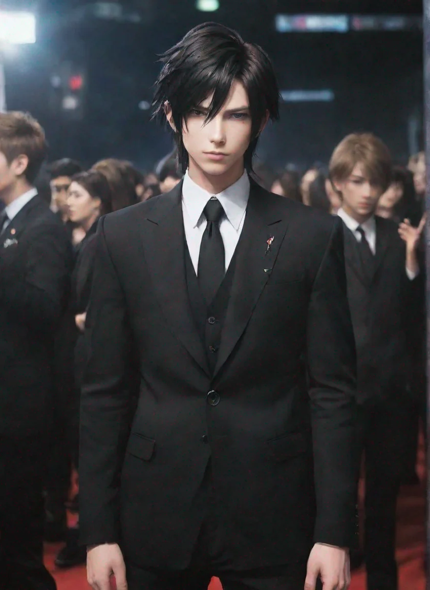 trending final fantasy character in black suit black hd anime aesthetic colourful world style good looking fantastic 1