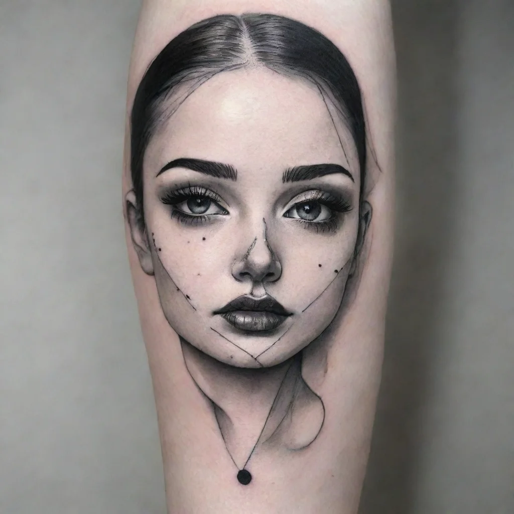 aitrending fine line black and white tattoo face girl good looking fantastic 1