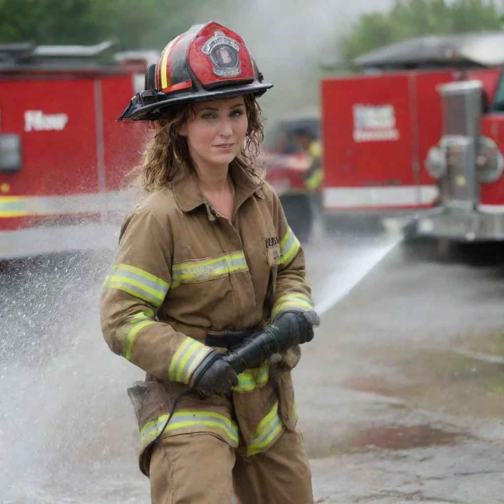 trending firefighter babe spreads water with heavy hose good looking fantastic 1