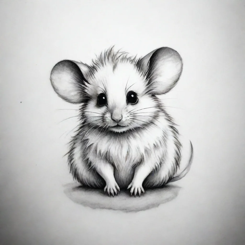 aitrending fluffy mouse fine line black and white tattoo good looking fantastic 1