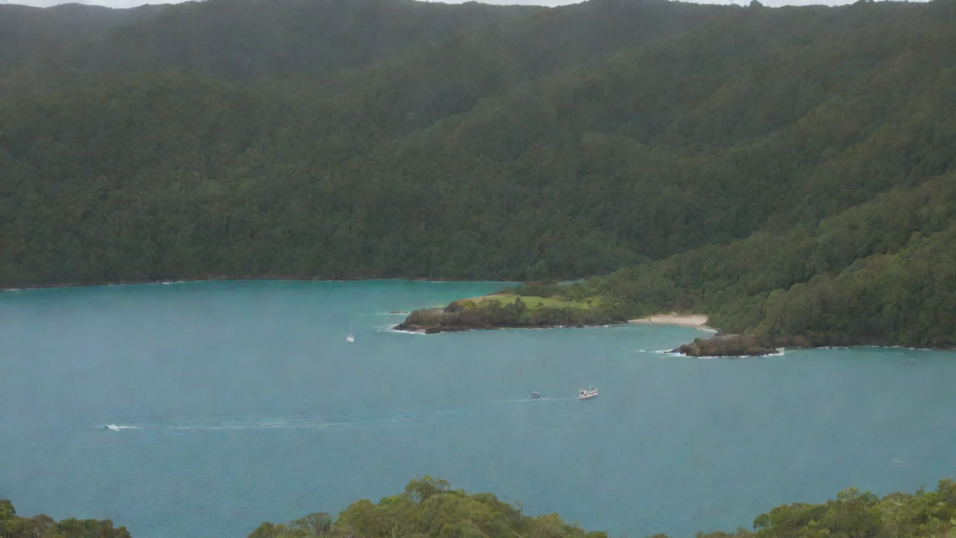 trending forests rolling hills on shore pitureque bay of islands 1800 boat coming in to harbour environment shot good looking fantastic 1 wide