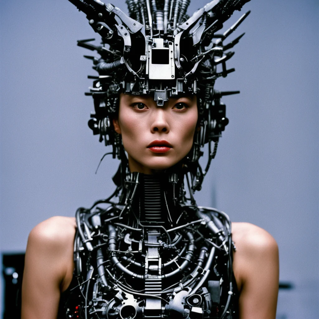 aitrending from movie event horizon 1997 from movie tetsuo 1989 from movie virus 1999 woman wearing bird head made of machine parts good looking fantastic 1