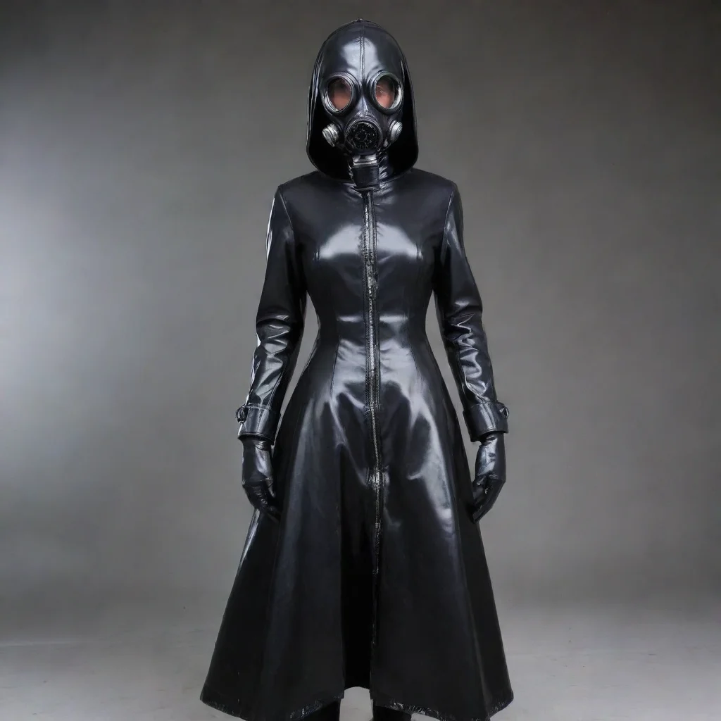 aitrending full rubber gasmask girl long coat with hood good looking fantastic 1