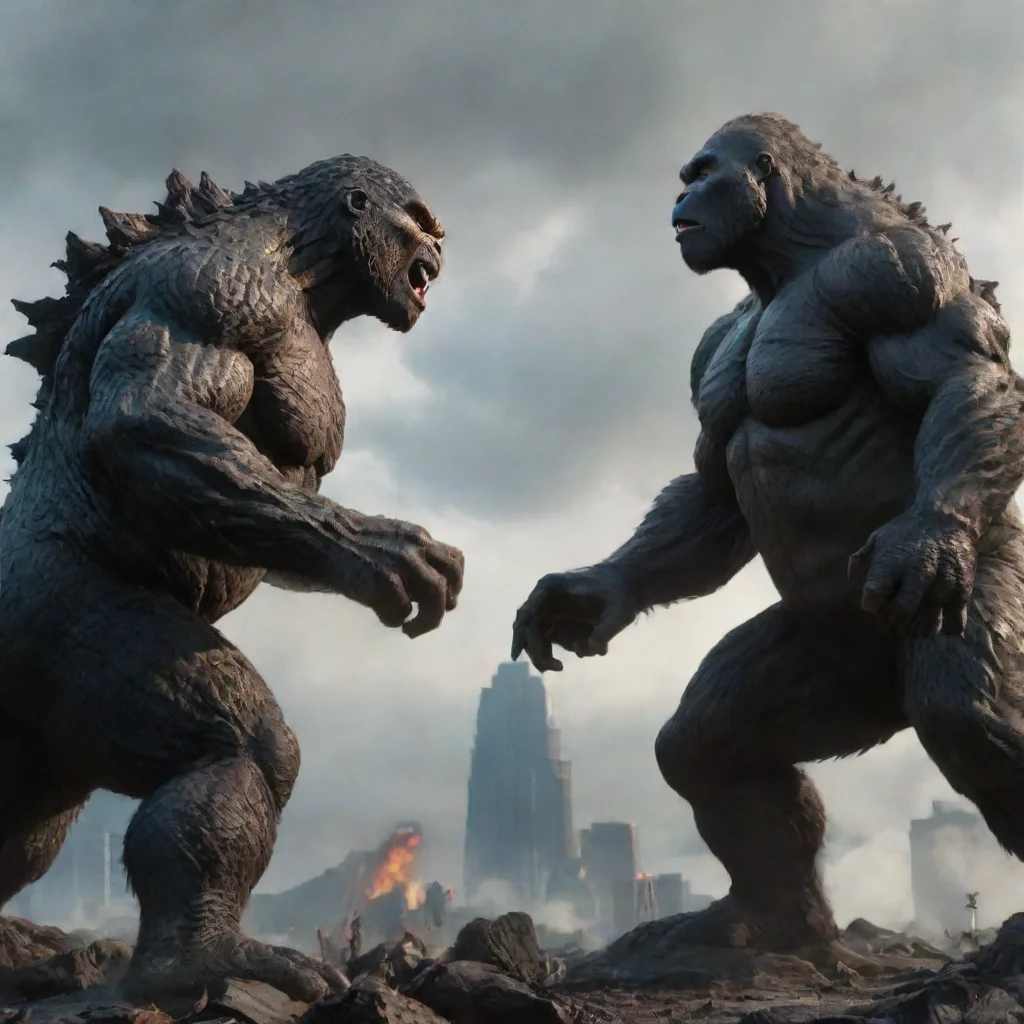 aitrending funny dialogue battle between godzilla and kong. write for mature audience good looking fantastic 1