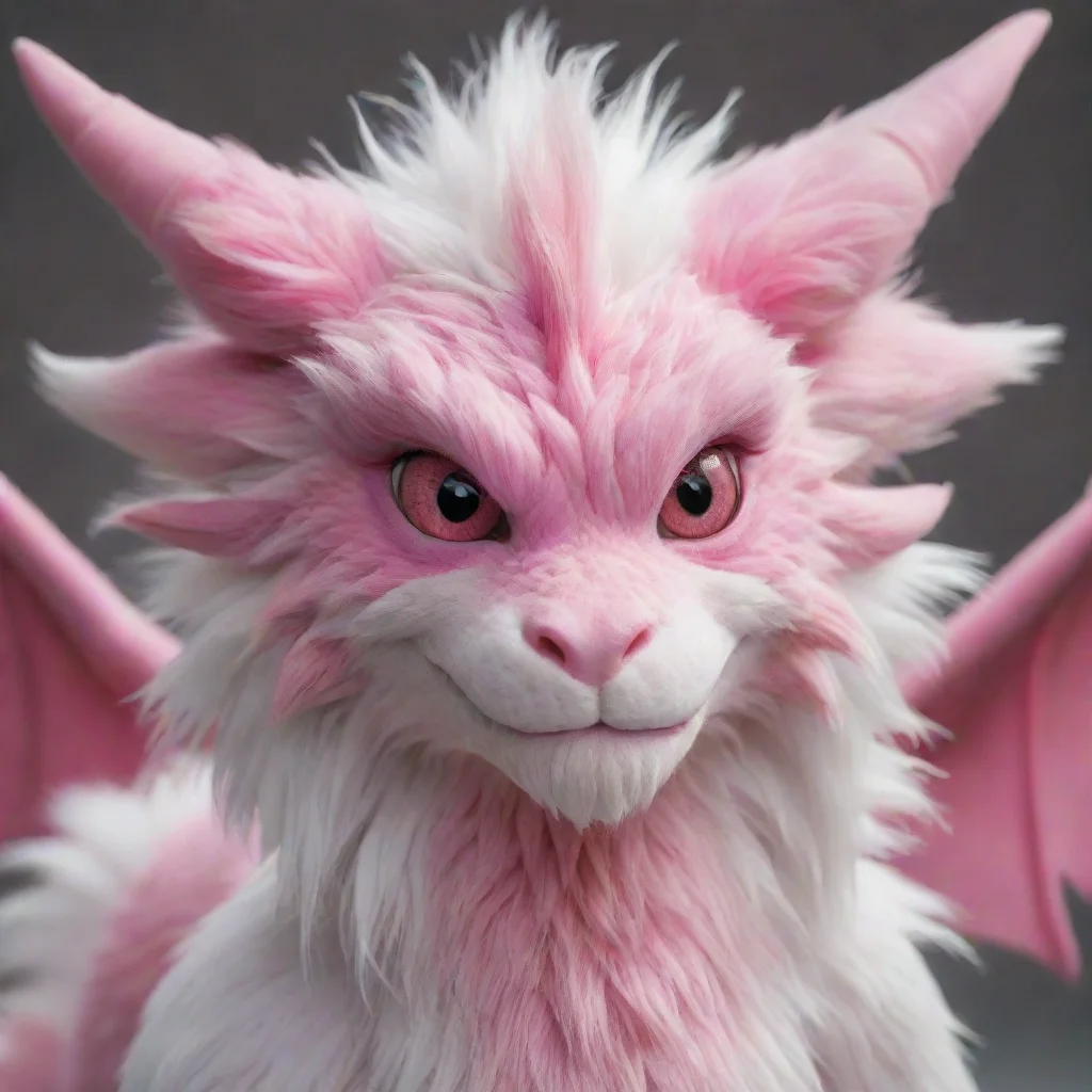 trending furry furred dragon pink and white pink eyes good looking fantastic 1