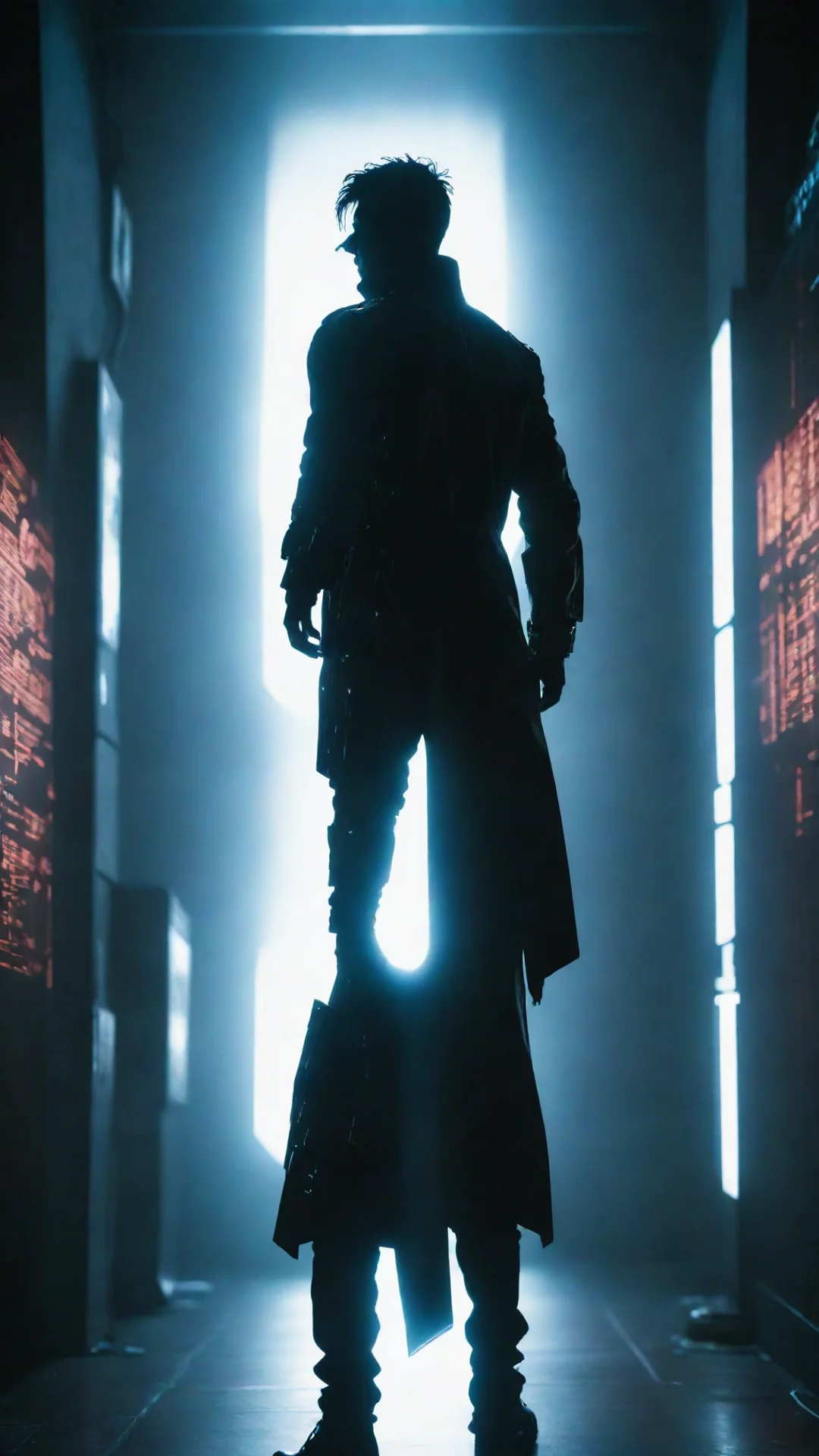 aitrending futuristic backlit silhouette of person cyberpunk character dramatic lighting cinematic lighting hyper maximilism highly good looking fantastic 1%3Ftall tall