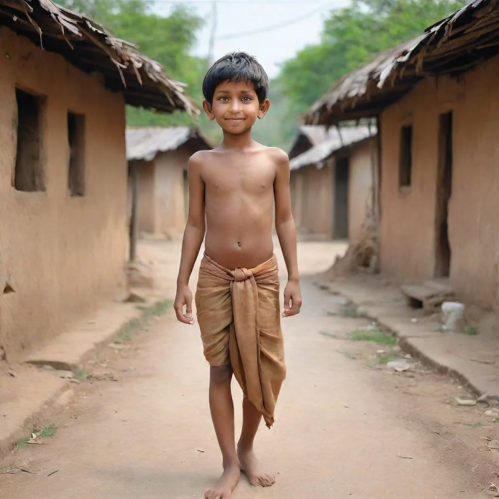 trending generate an image of  animated boy in indian village full immage from face to legs good looking fantastic 1