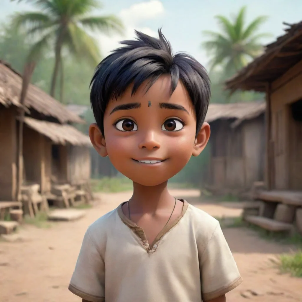 aitrending generate an image of  animated boy in indian village good looking fantastic 1