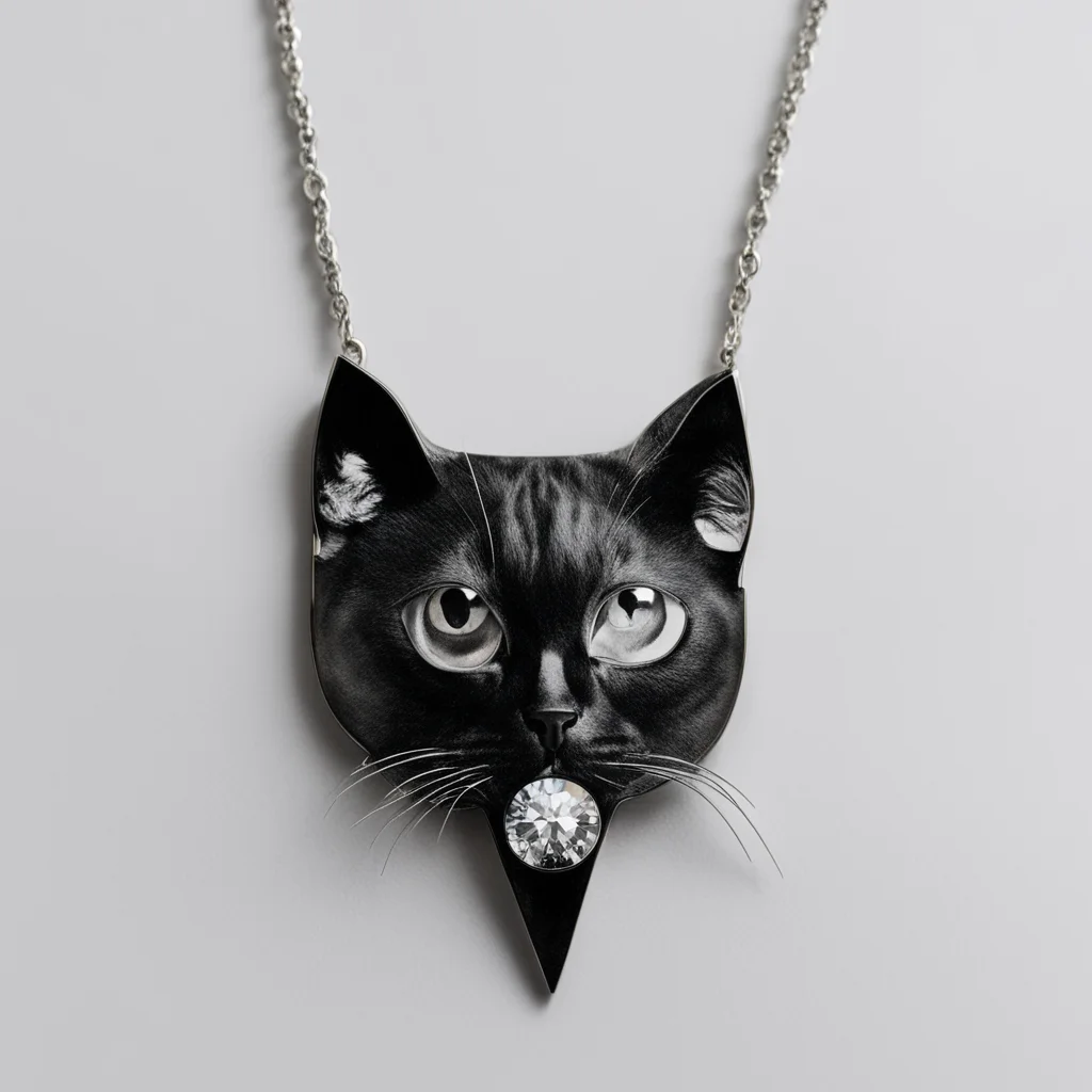 trending george condo black cat necklace diamond  good looking fantastic 1