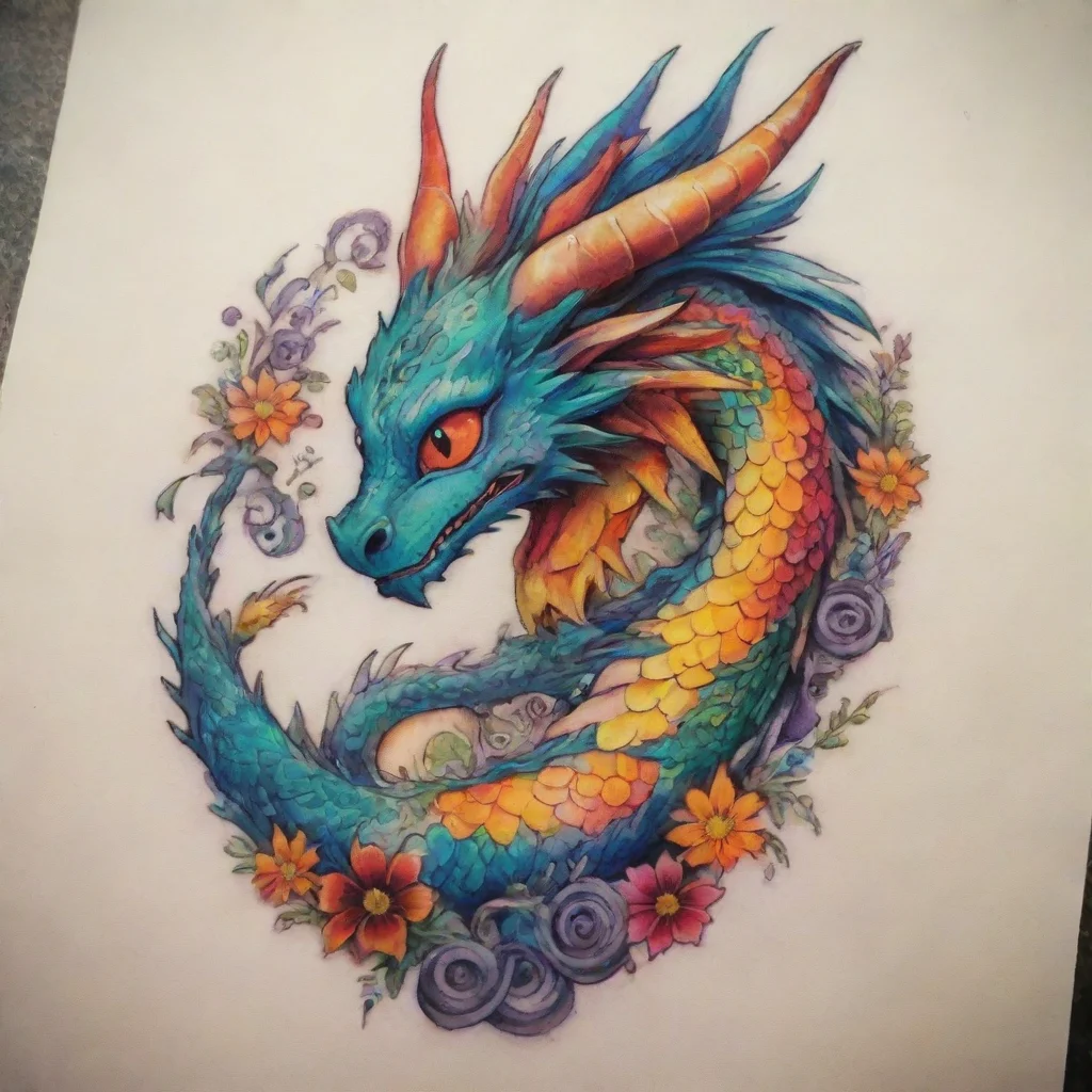 trending ghibli dragon tatoo amazing colorful good looking fantastic 1