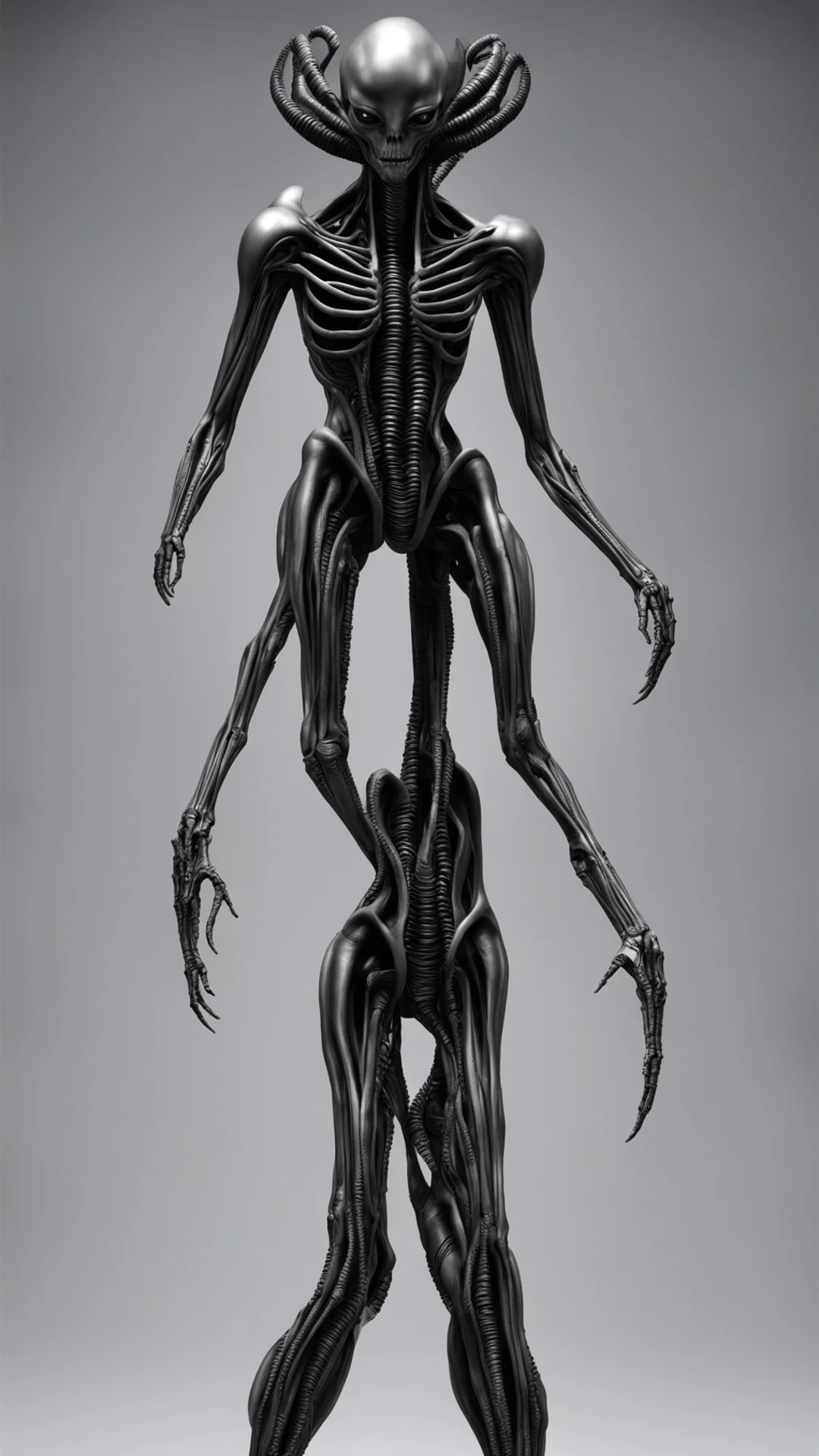 aitrending giger alien%2C a  pose%2C arms and legs within frame %2C detailed skin good looking fantastic 1 tall