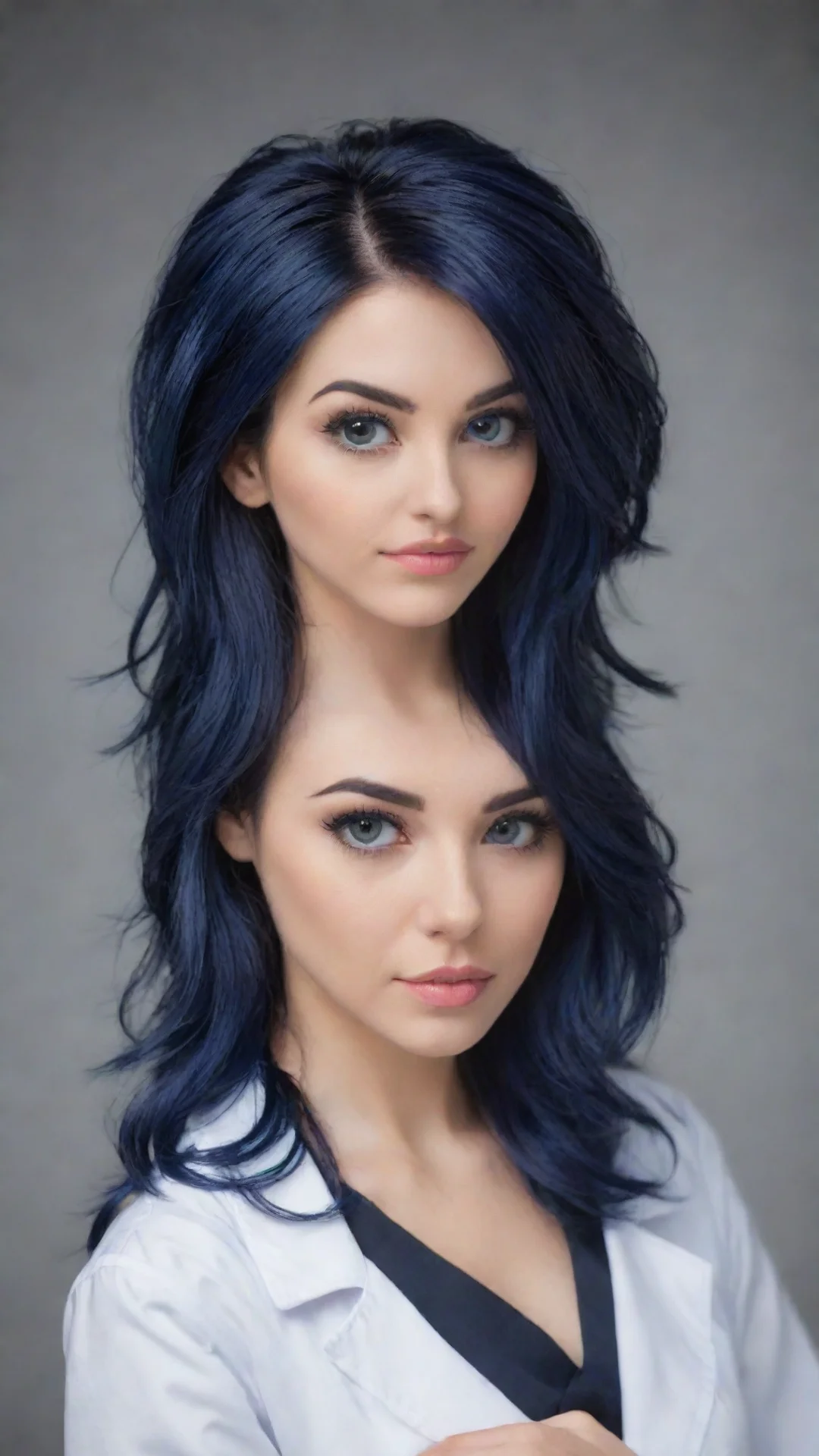 trending girl doctor mid length dark blue hair beautiful  good looking fantastic 1 tall