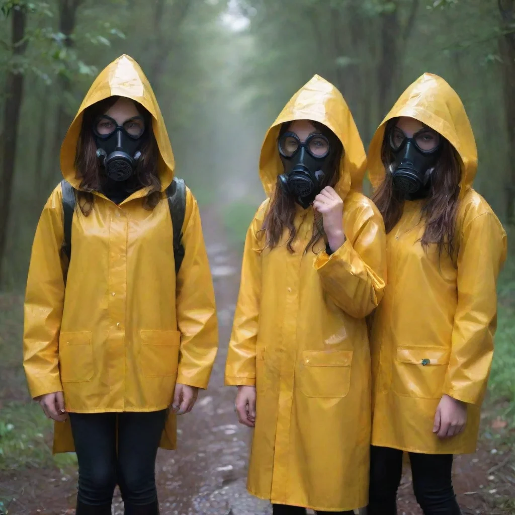 aitrending girls with rainwear%2C hood and gasmask good looking fantastic 1