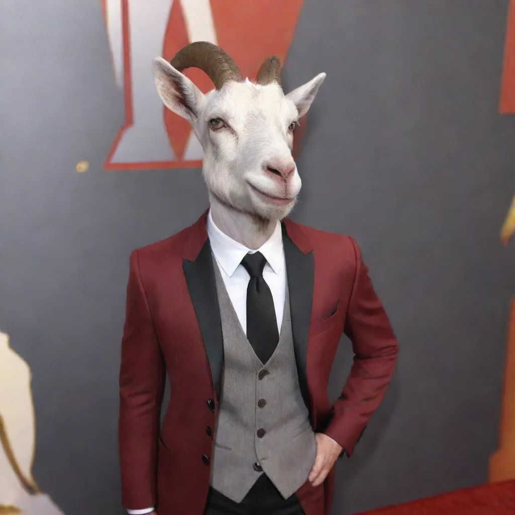 aitrending goat in suit red carpet but also as a goat human and goat character elon good looking fantastic 1