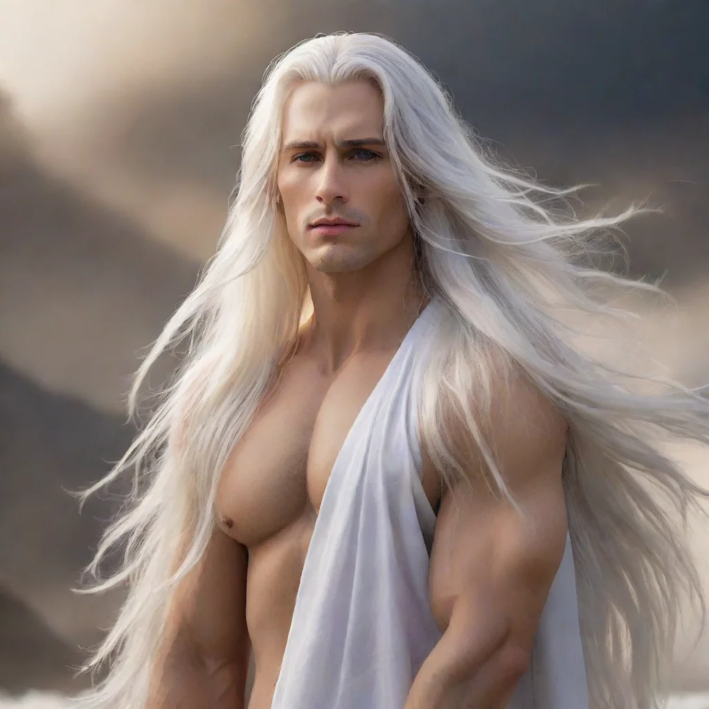 aitrending god majestic masculine handsome%2C white long hair%2C  good looking fantastic 1