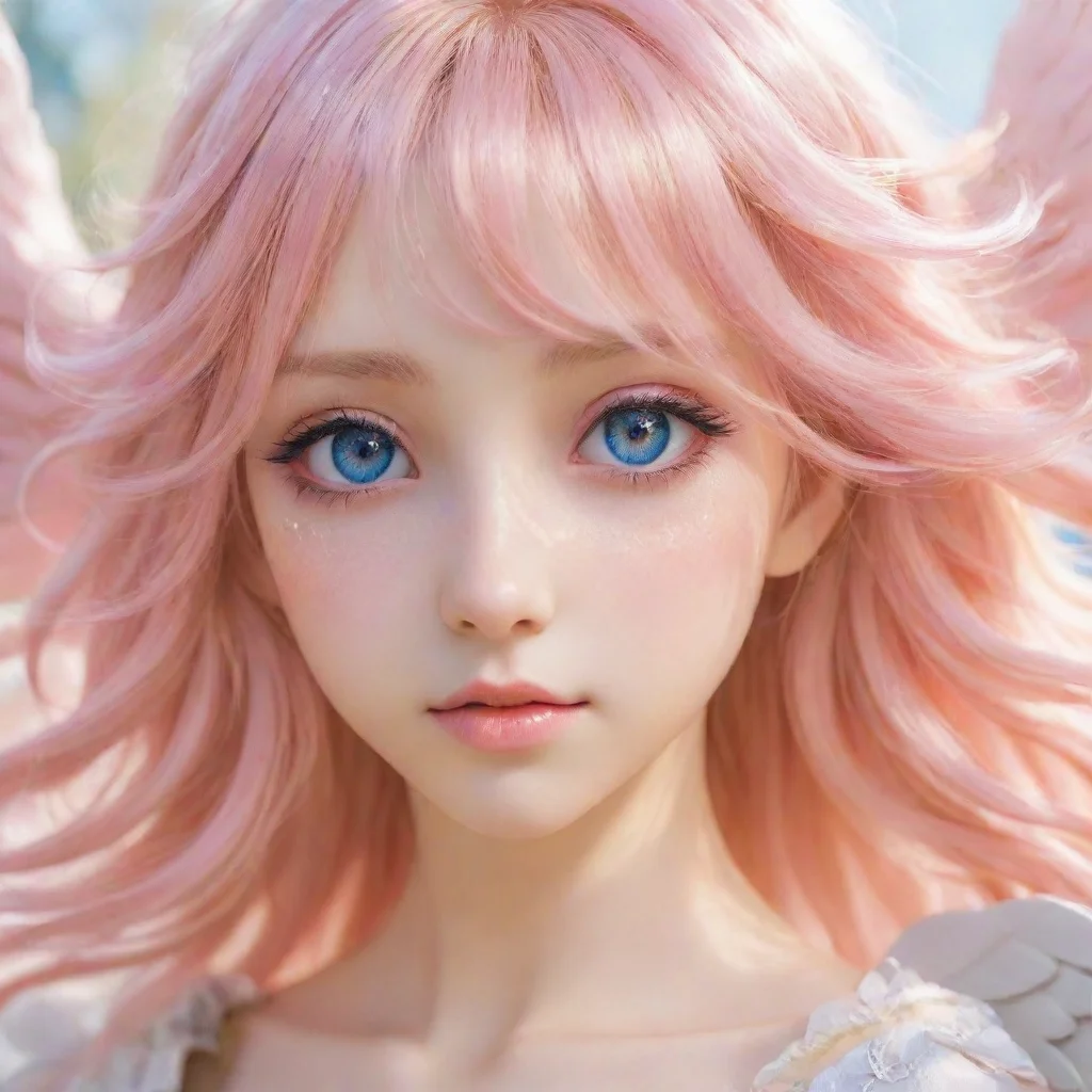 aitrending golden hair that shimmers in the sunlight%2C and my wings are a delicate shade of pink with silver flecks. my eyes are a deep shade of blue anime angel good looking fantastic 1