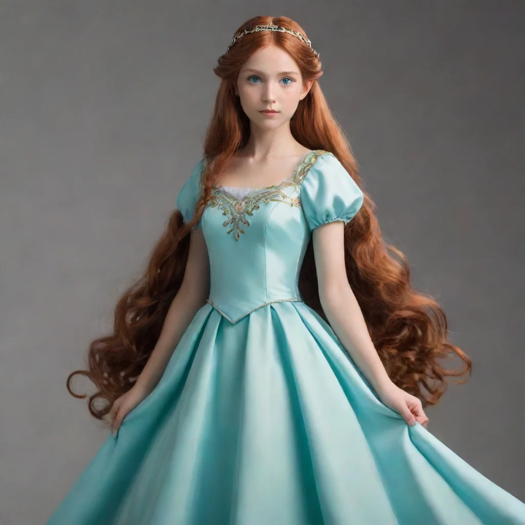 trending half elf female princess chestnut hair green eyes wearing  a light blue dress good looking fantastic 1