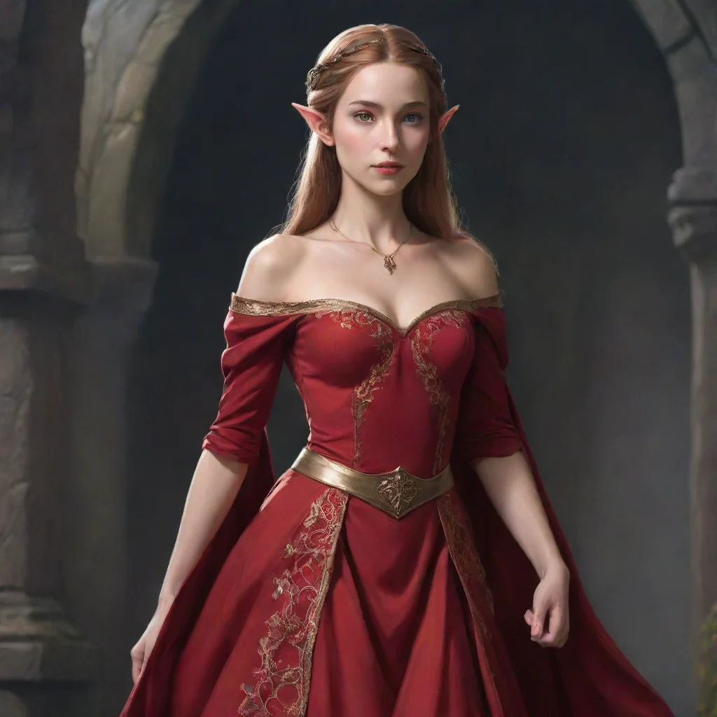 trending half elf female princess wearing a crimson dress good looking fantastic 1