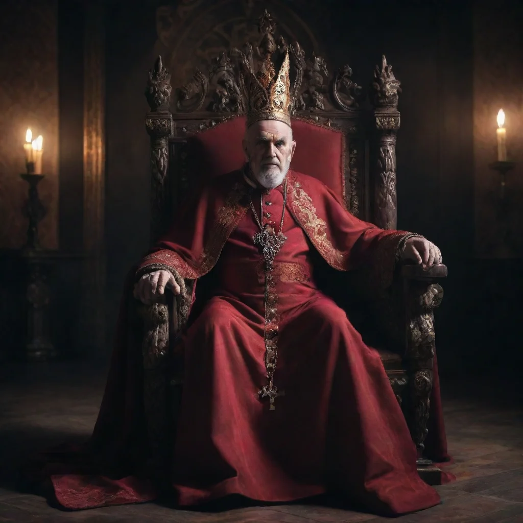 aitrending handsome old satan evil king with slightly beard and an old masonicpope dress sitting on his throne in the dark palace room  good looking fantastic 1