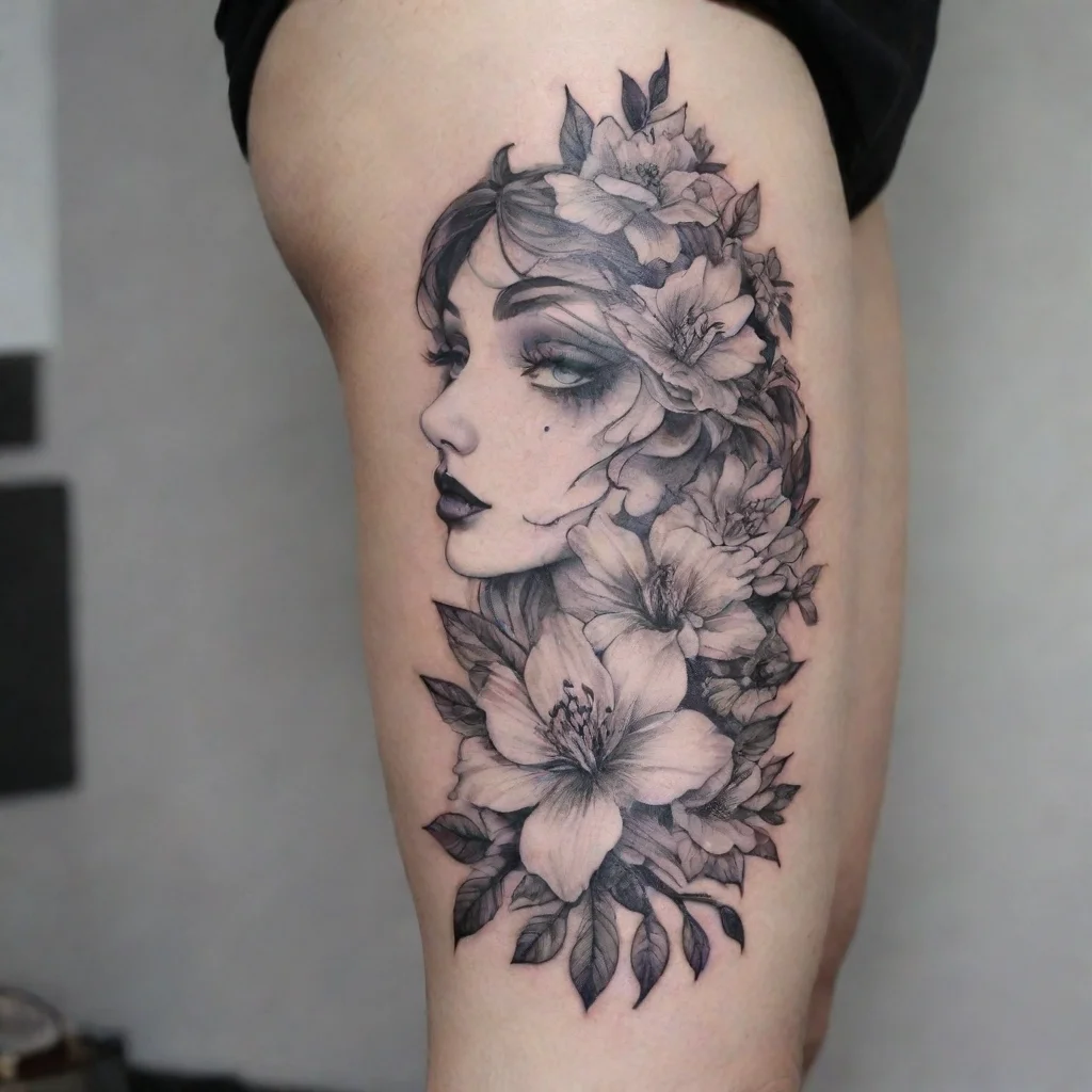 aitrending her artstation fine line black and white tattoo good looking fantastic 1