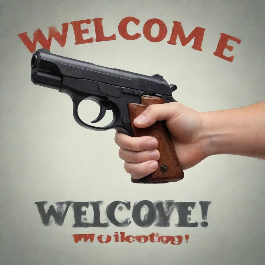 aitrending holding handgun%2C text%3A%22welcome%22 good looking fantastic 1