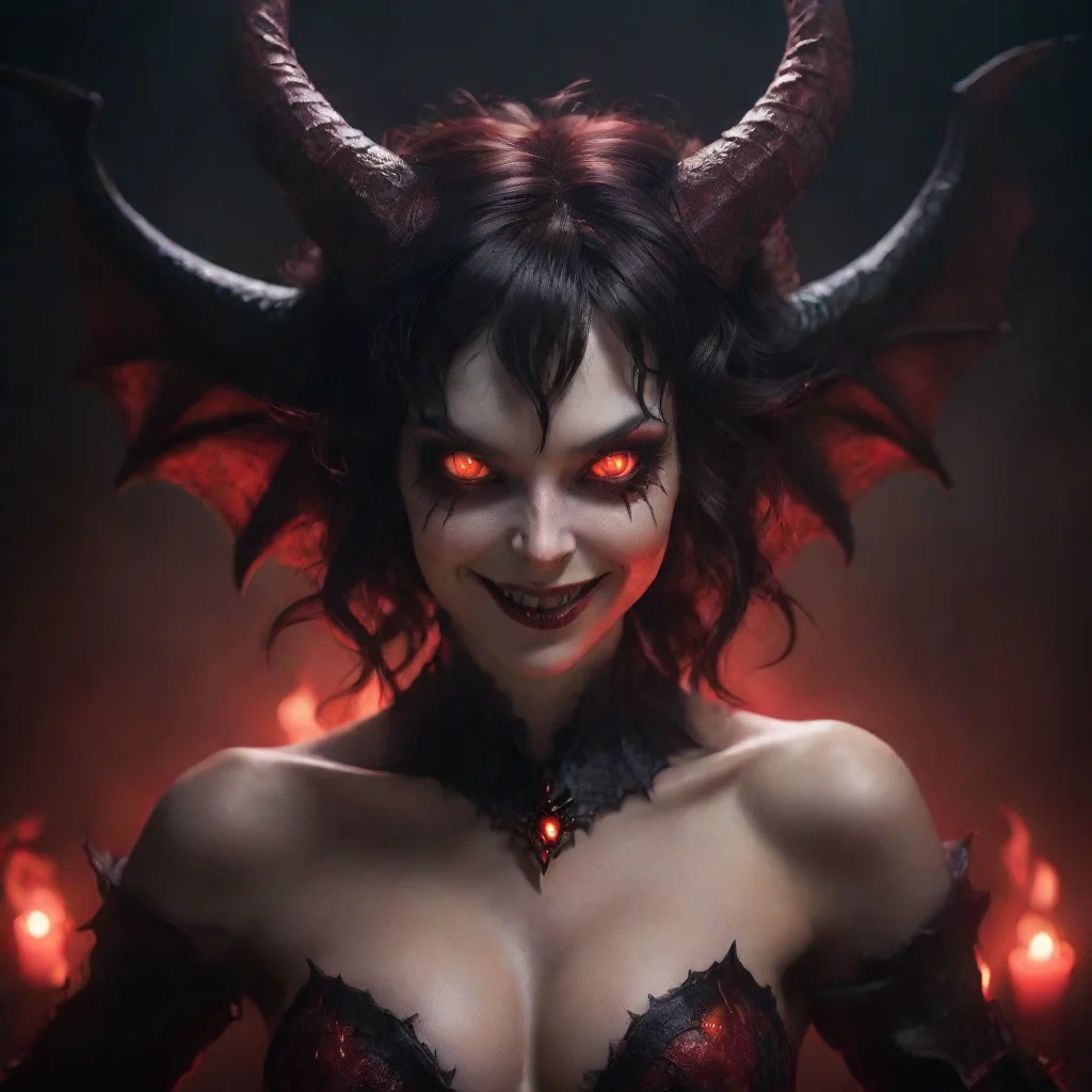 trending horrifying seductive smiling enchanting succubus with glowing red eyes good looking fantastic 1