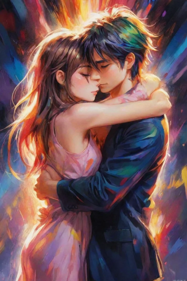 aitrending hugging hd characters amazing hd aesthetic best quality love colorful powerful artistic anime oil strokes good looking fantastic 1 portrait