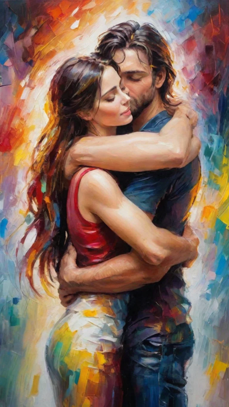 trending hugging hd characters amazing hd aesthetic best quality love colorful powerful artistic oil strokes good looking fantastic 1 tall