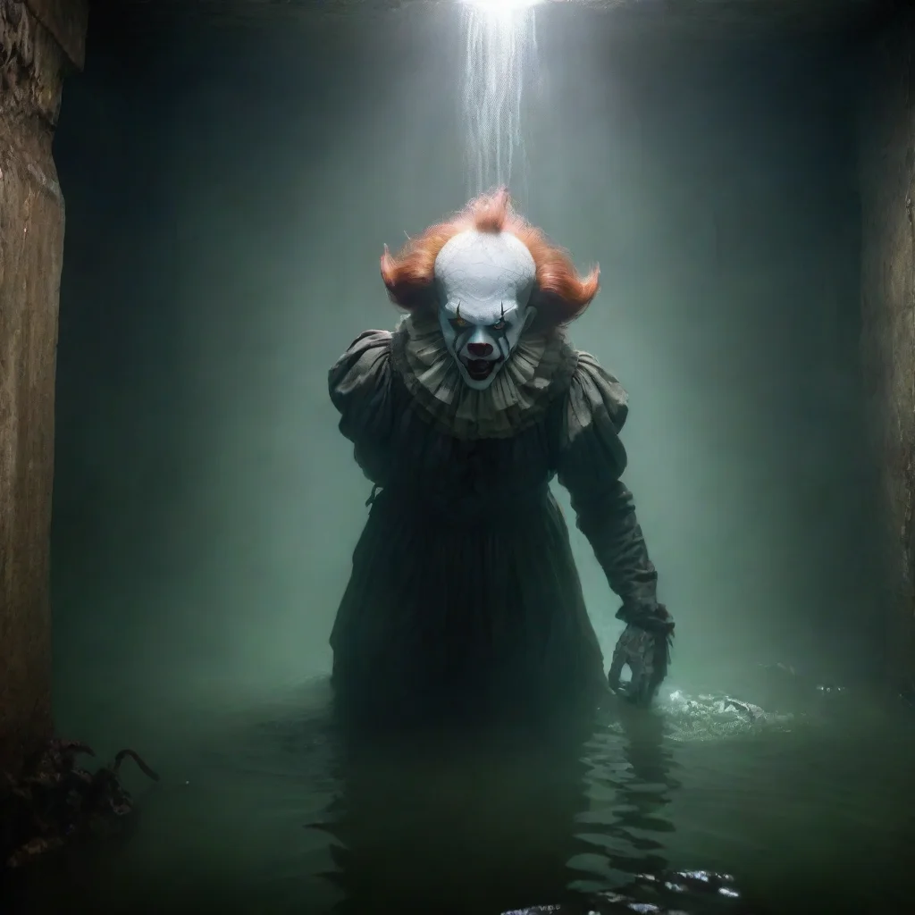 aitrending hyper realistic portrait of ancient evil pennywise drowning and cthulhu in an epic ancient sewer cinematic lighting fog  good looking fantastic 1