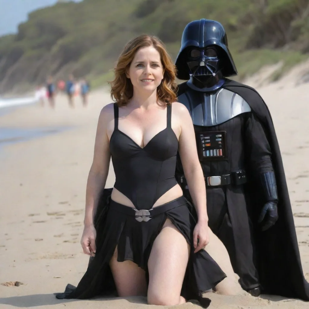 trending jenna fischer on the beach with darth vader 4k detailed good looking fantastic 1