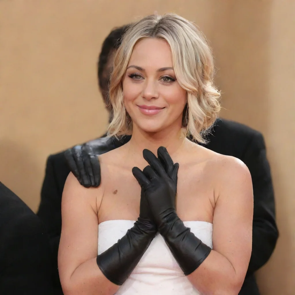 trending kaley  cuoco actress smiling at the 2013 emmy award show with nitrile black gloves mayonnaise out a piping bag hd good looking fantastic 1