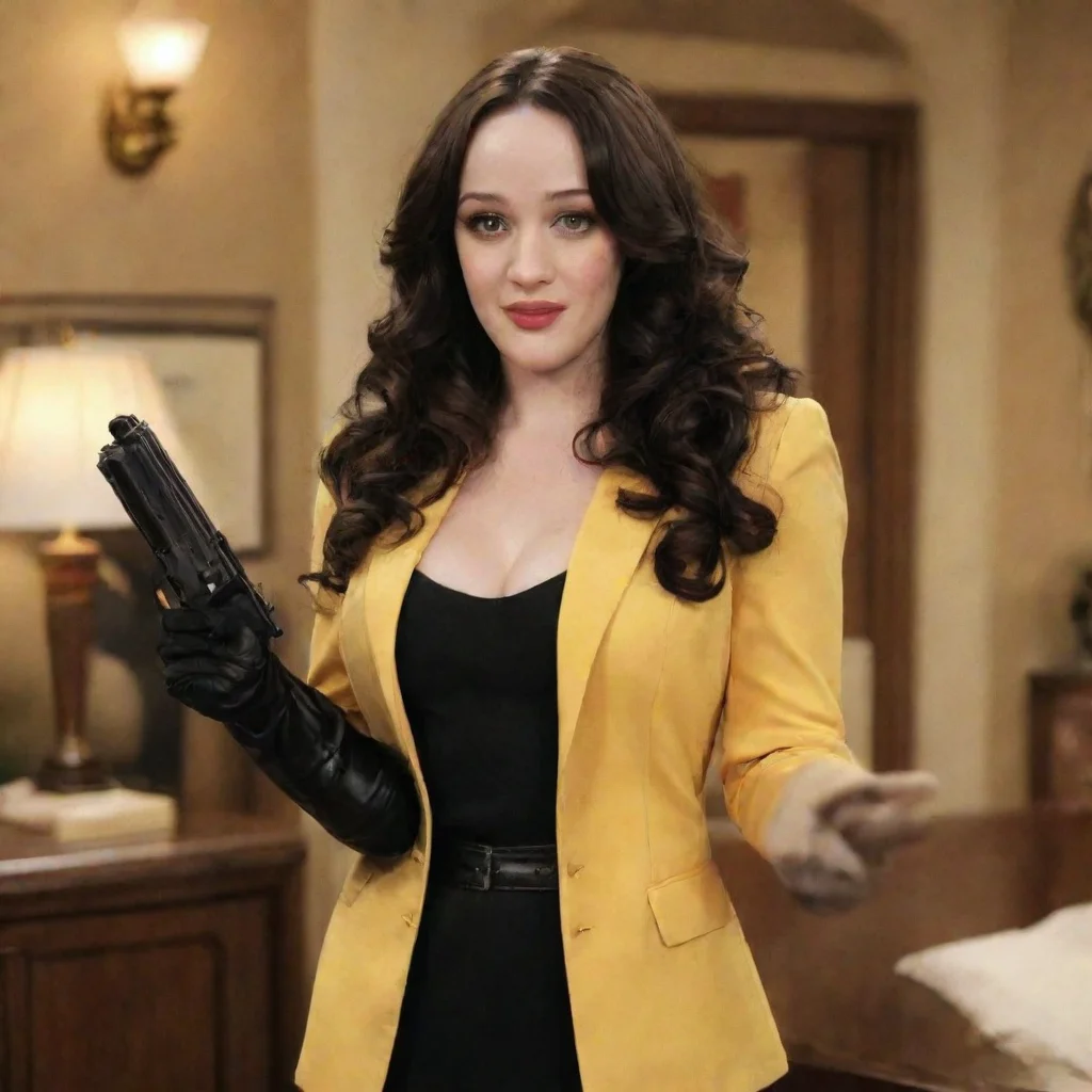 aitrending kat dennings as max black from 2 broke girls from smiling with black gloves and gun  good looking fantastic 1