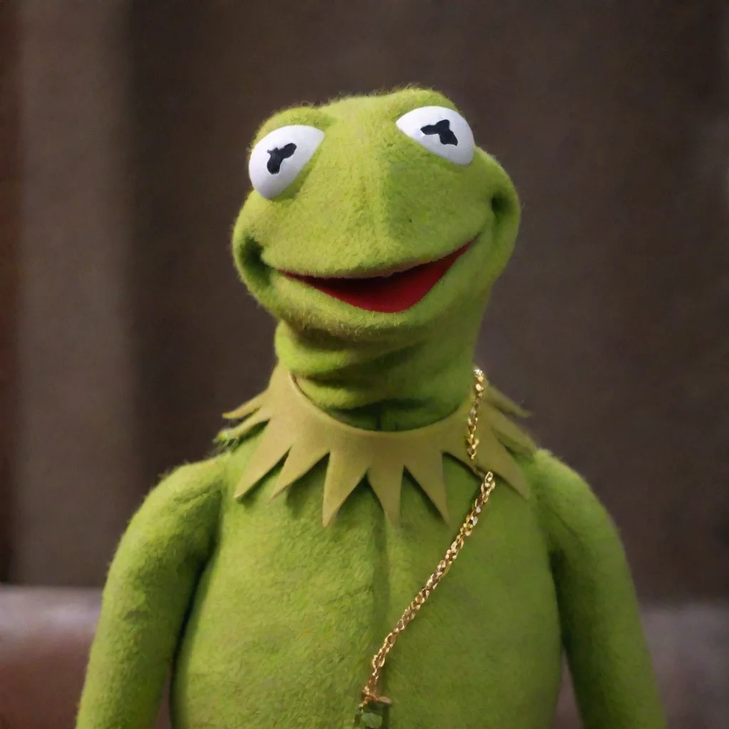 aitrending kermit wearing a gold chain with 63 on it good looking fantastic 1