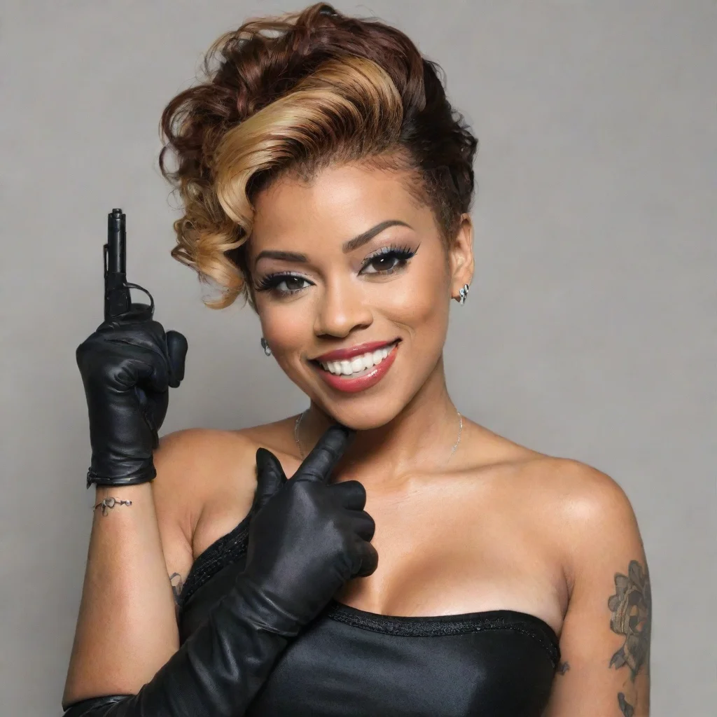 aitrending keyshia cole smiling with black gloves and gun good looking fantastic 1
