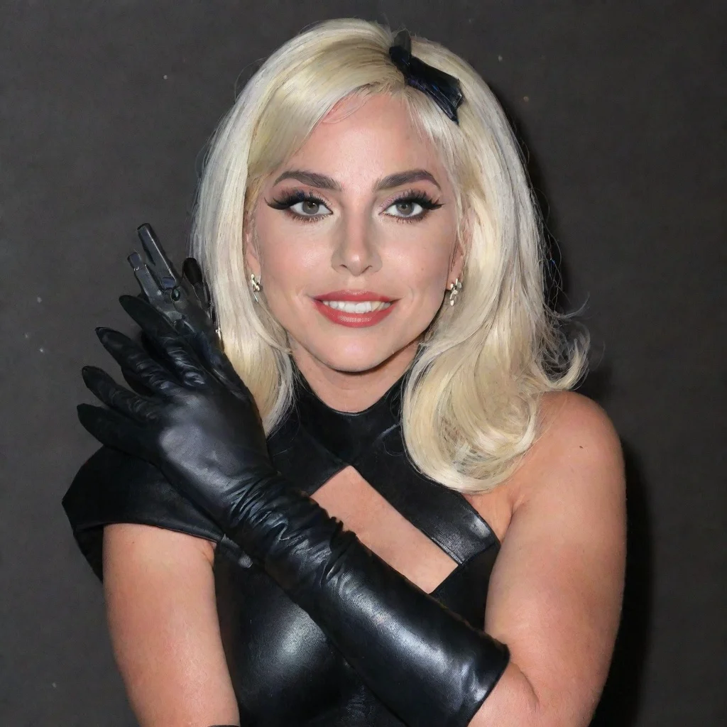 trending lady gaga  smiling with black gloves and gun good looking fantastic 1