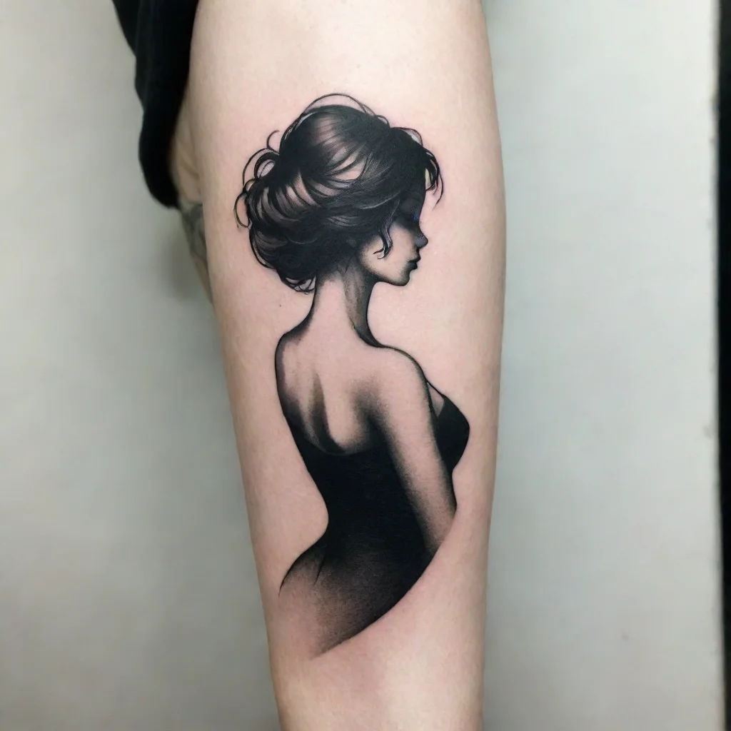 trending lady silhouette fine lines black and white tattoo good looking fantastic 1