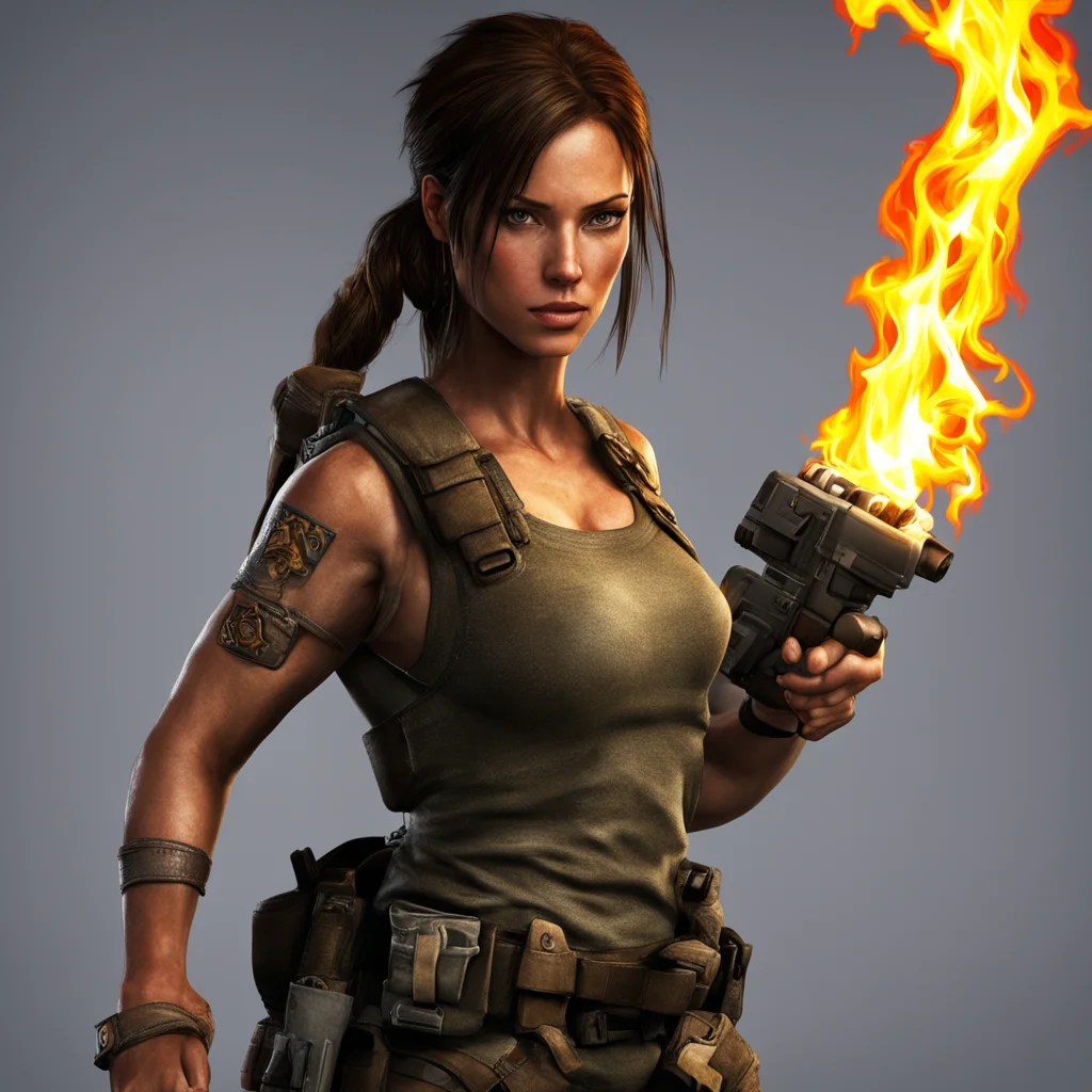 trending lara croft with a flame thrower good looking fantastic 1