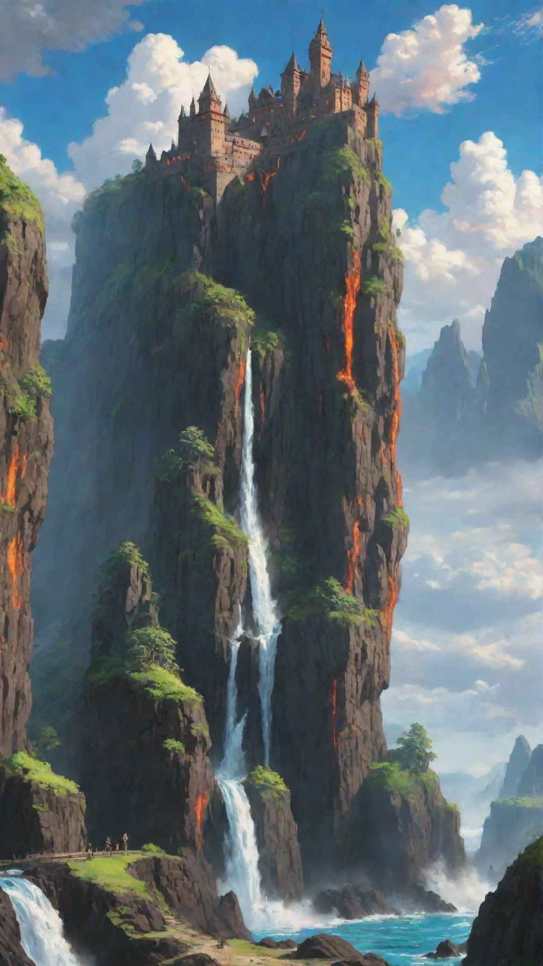 aitrending lava flowing down cliffs castles anime detailed good looking fantastic 1