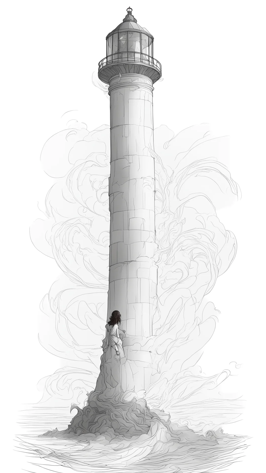 aitrending line art lighthouse with person breaking free ethereal confident engaging wow artstation art 3 good looking fantastic 1 tall