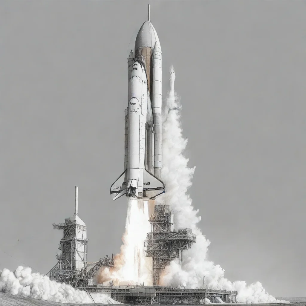 aitrending line art sketch drawing of detailed space shutttle launching off the launchpad good looking fantastic 1