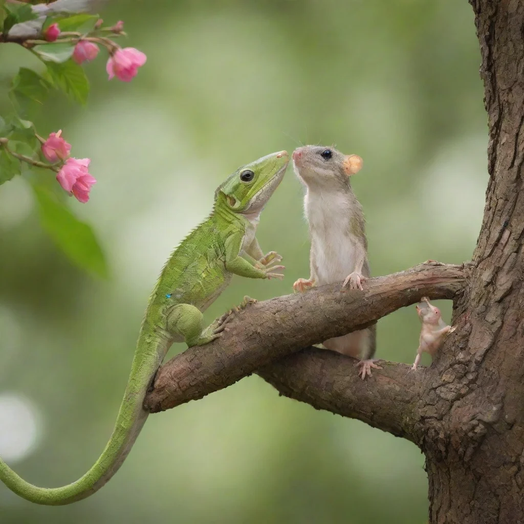 aitrending lizzard and rat having a romantic date in a tree good looking fantastic 1