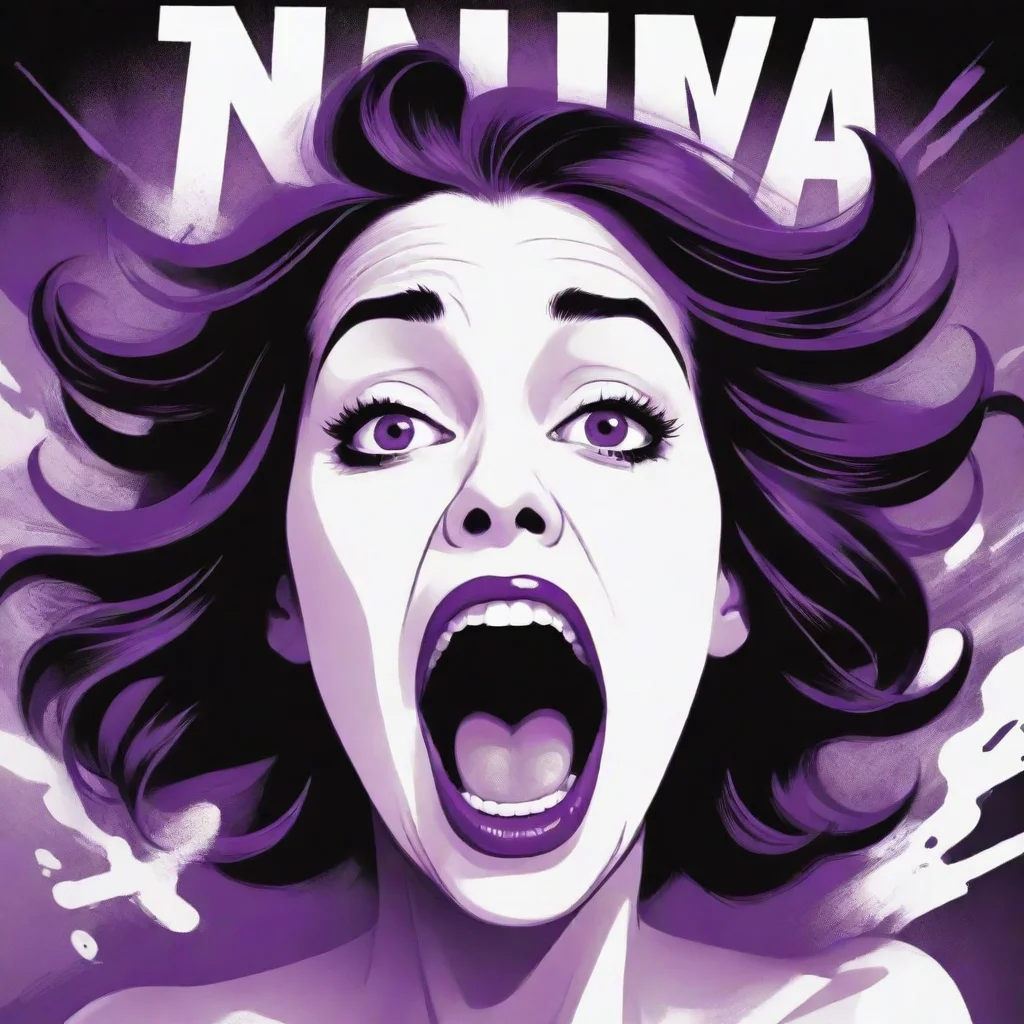 aitrending magazine cover%2C with a 2d vector illustration of a screaming woman%2C colors purple%2C black and white. epic good looking fantastic 1