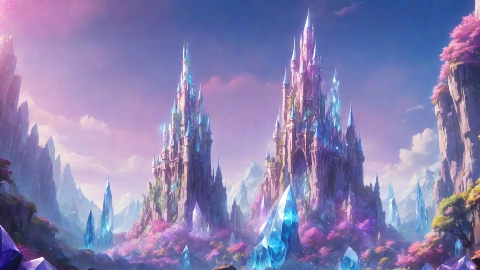 aitrending magical world giant crystal with a tower hd aesthetic omg colorful  good looking fantastic 1 wide