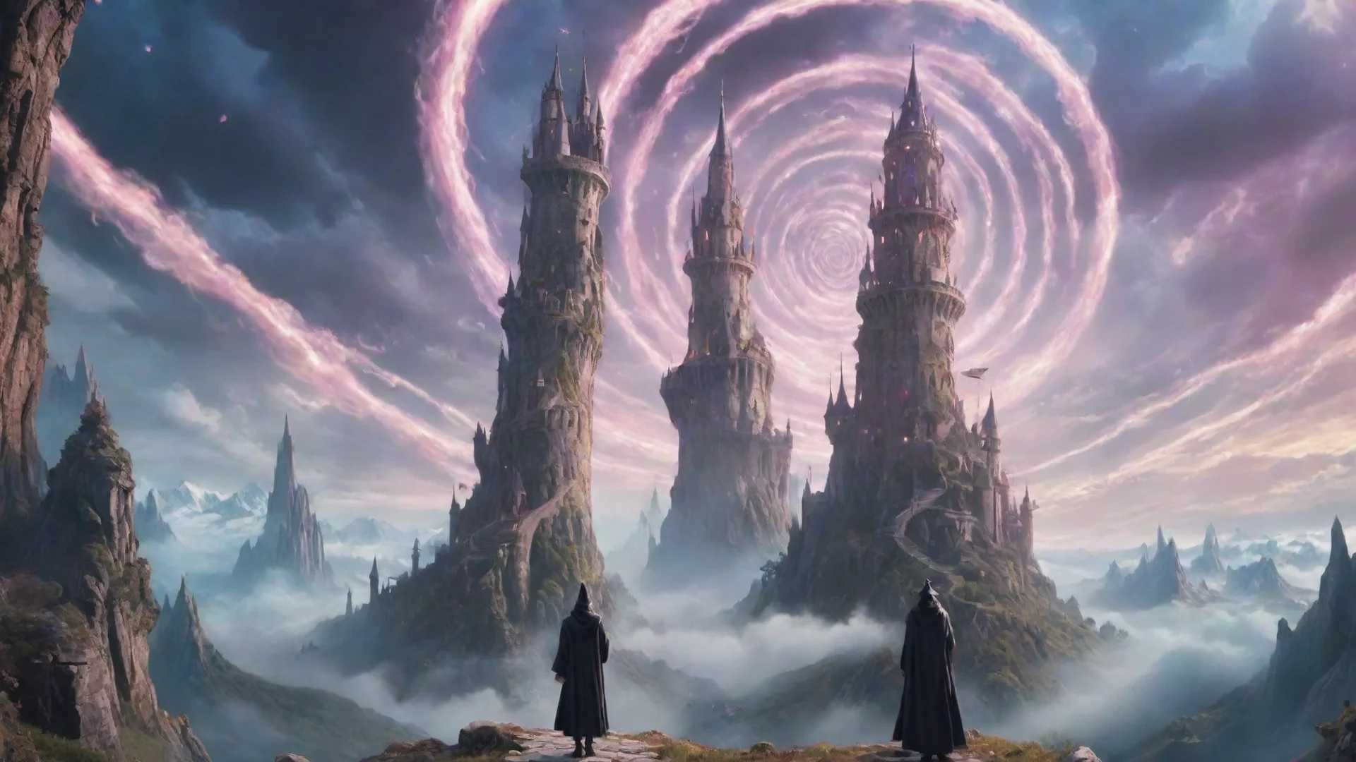 trending magical world with a wizard looking a spiraling impossible tower hd aesthetic omg good looking fantastic 1 wide
