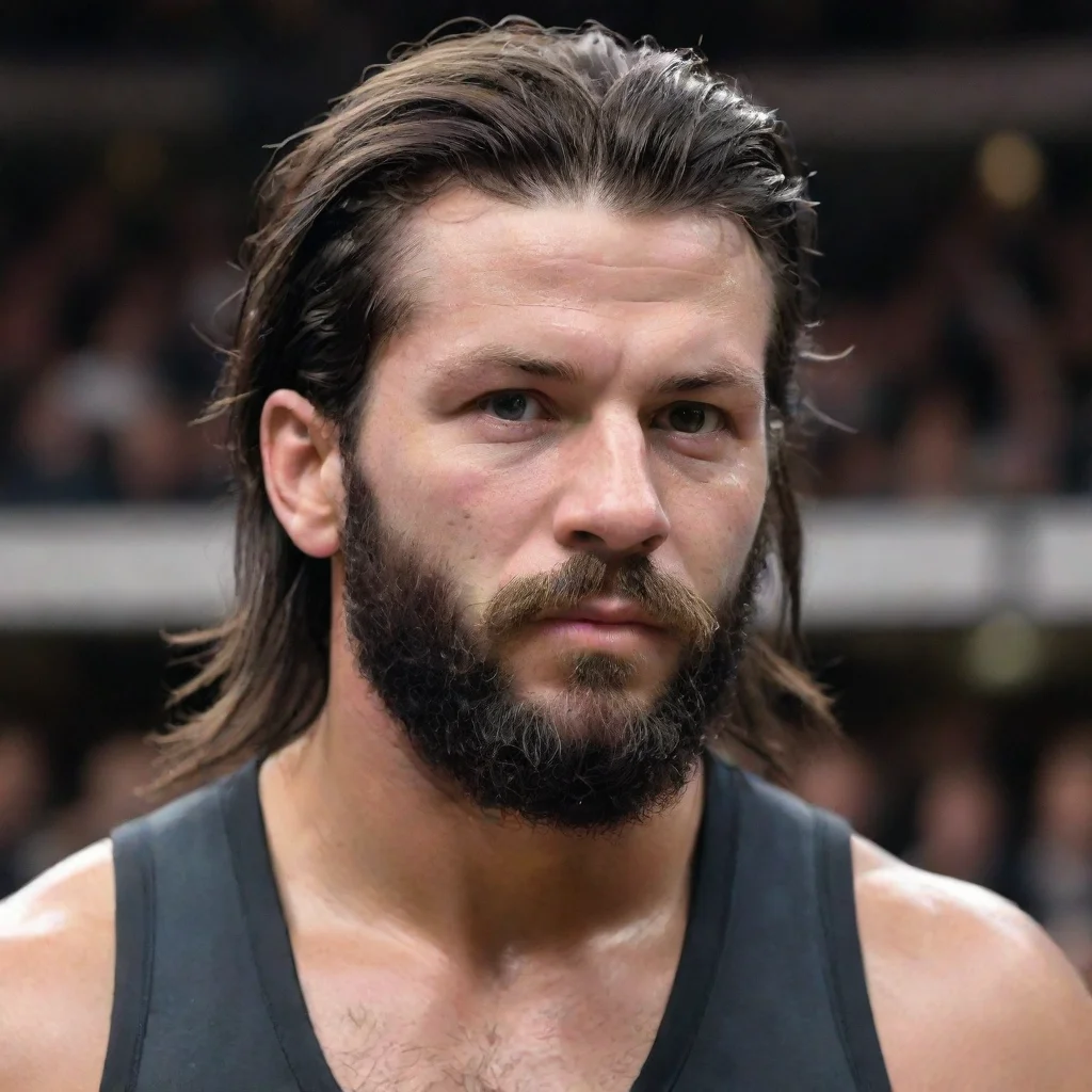 aitrending make a %3D american wrestler with a black low tapered faded mullet with a faded beard and a lighheavyweight good looking fantastic 1