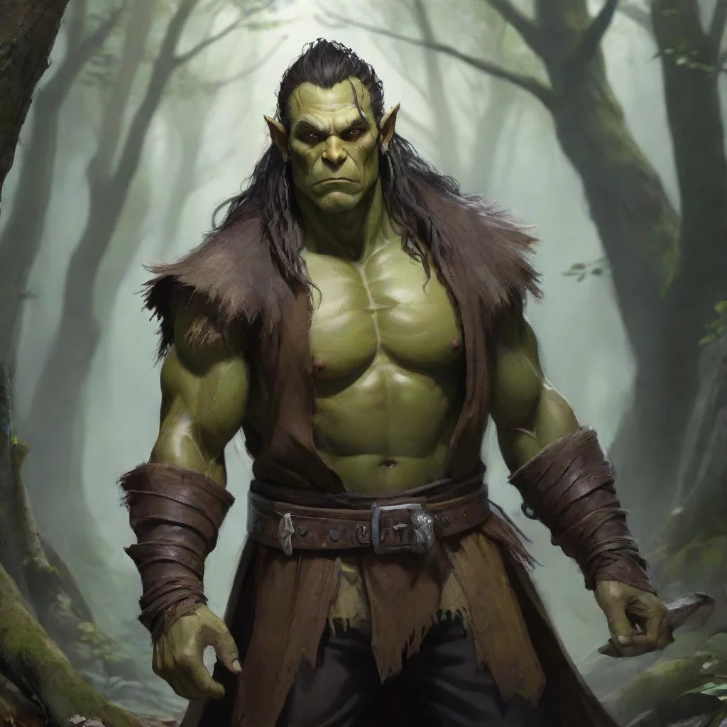 aitrending male half orc fantasy wizard forest good looking fantastic 1