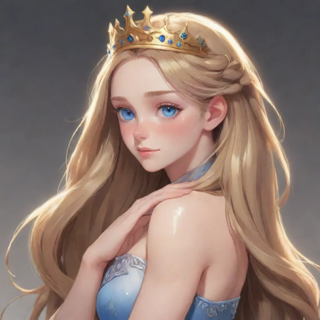 aitrending mashle female character%2C long hair%2C slim%2C blue eyes%2C hugging lance crown%2C two marks good looking fantastic 1