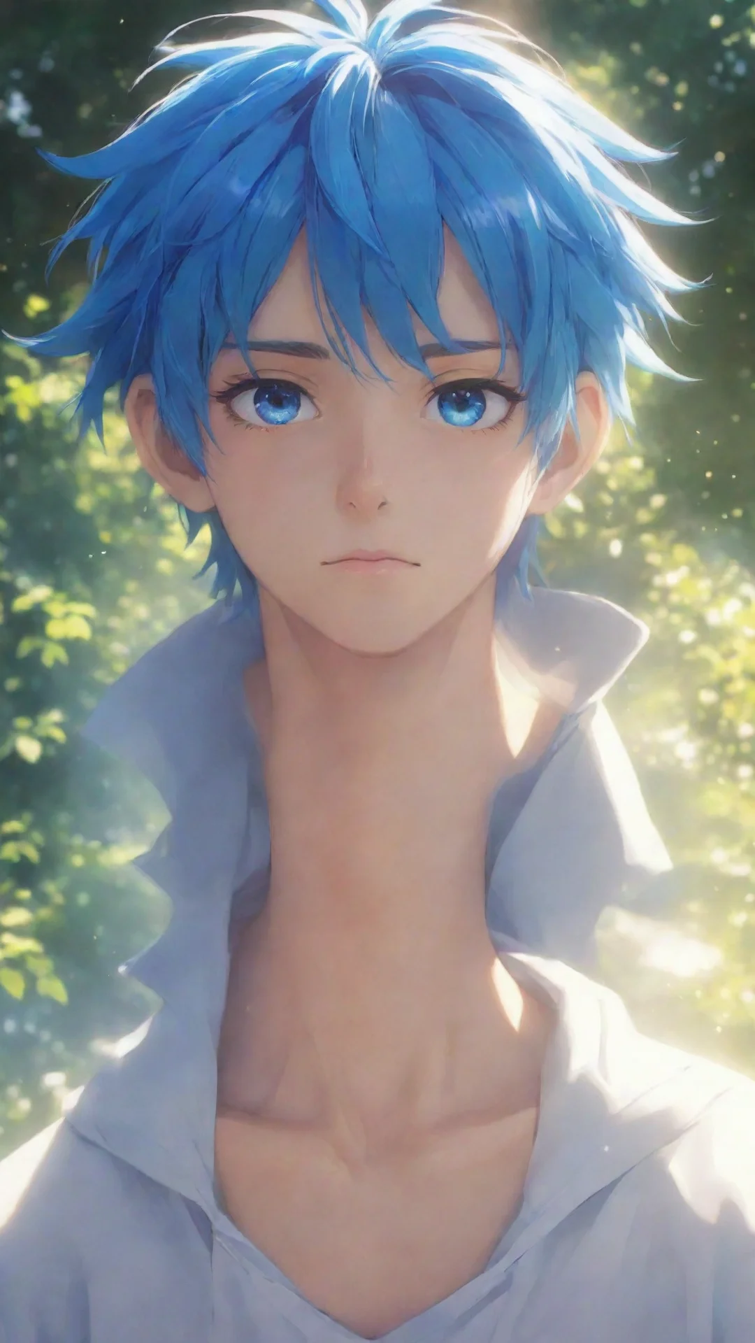 aitrending math sunlight simple anime boy blue hair bright blue eyes good looking fantastic 1 tall