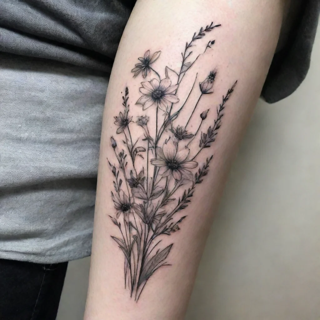 aitrending meadow flowers fine line black and white tattoo good looking fantastic 1