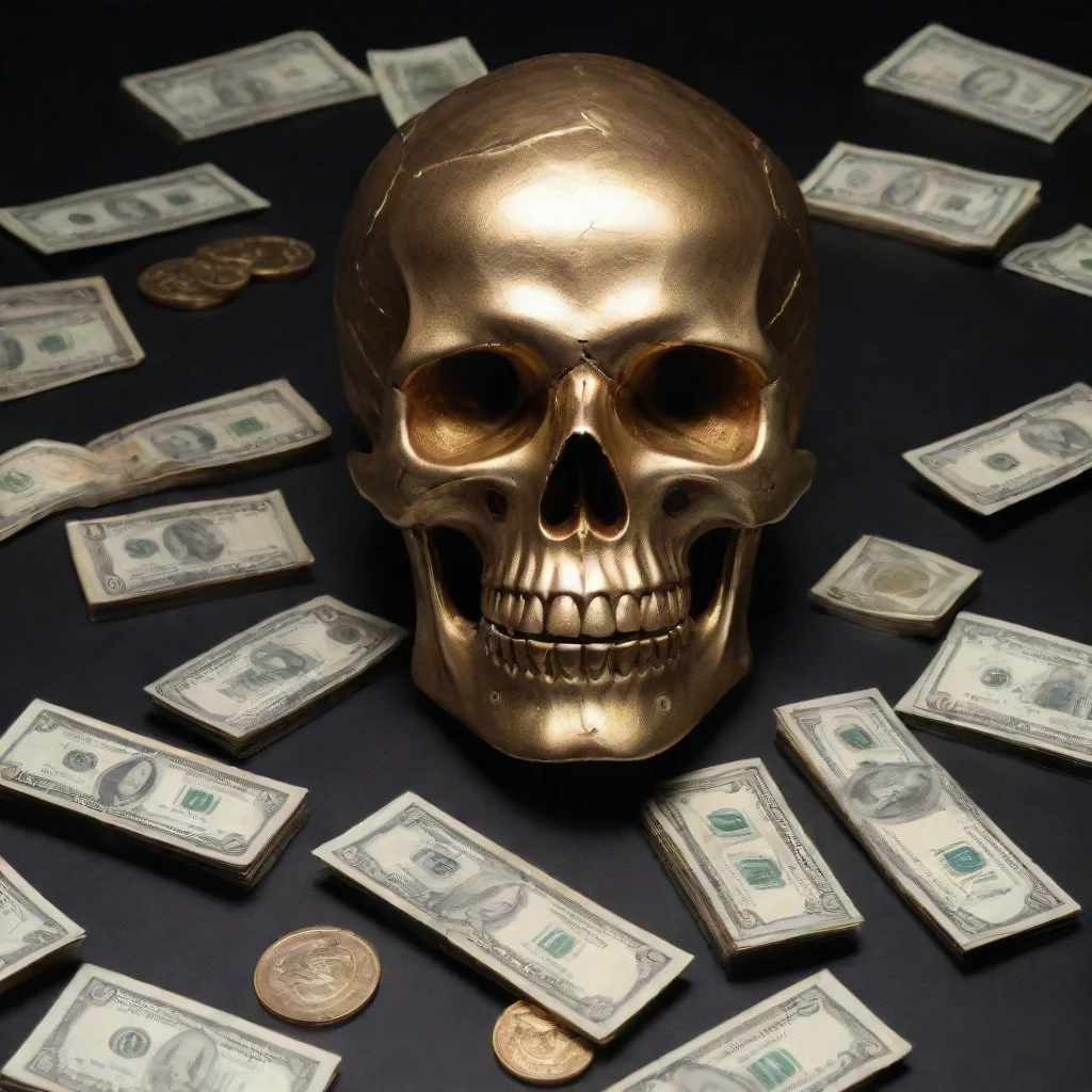 aitrending money that is a gold skull on a black background and has 1000 in the corner good looking fantastic 1